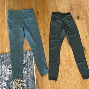 Athleta Women’s High-Waist Leggings in Teal and Green